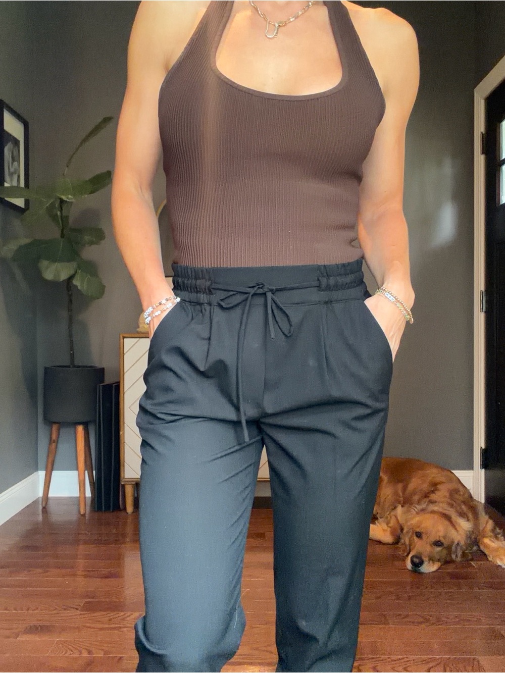 Zara Black Drawstring Waist Trousers